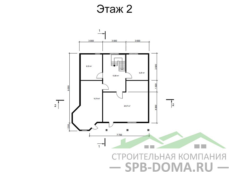 Проект дома из профилированного бруса 11,0 х 11,0 м «Малое карлино»