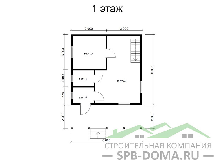 Проект дома из профилированного бруса 6,0 х 8,0 м «Ломоносов»