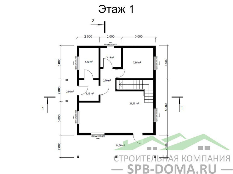 Проект дома из профилированного бруса 7,0 х 10,0 м «Мичуринское»