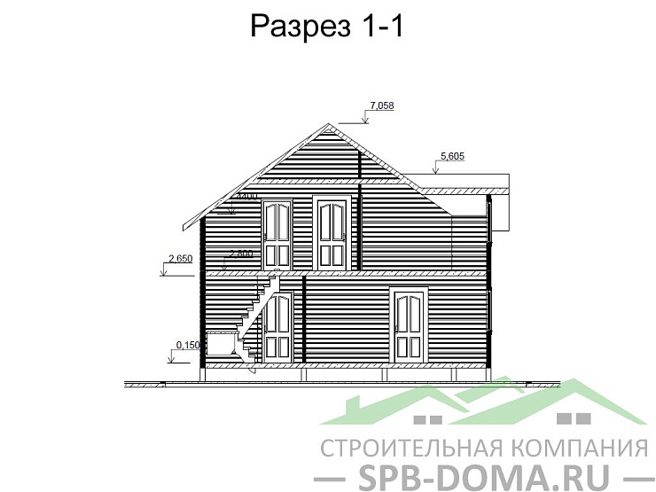 Проект дома из профилированного бруса 8,5 х 9,0 м «Тарасово»