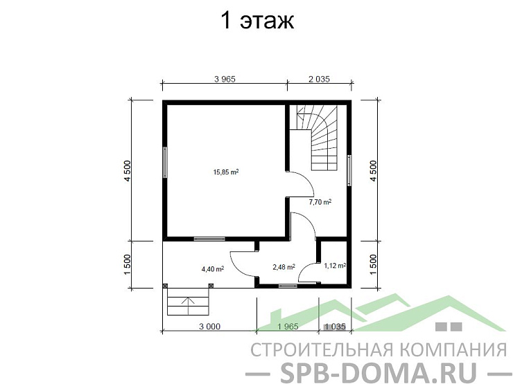 Проект дома из профилированного бруса 6,0 х 6,0 м «Луга»