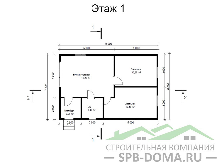 Каркасный дом 6х9 м «Трубников бор»