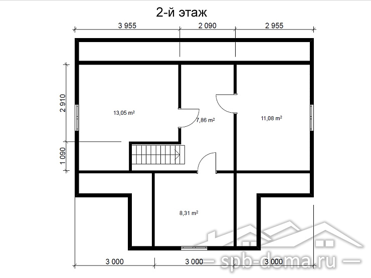 Проект дома из профилированного бруса 8,0 х 11,0 м «Кискелово»