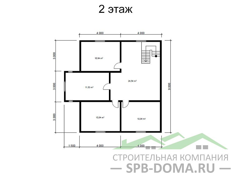 Каркасный дом 8х9 м «Тярлево»