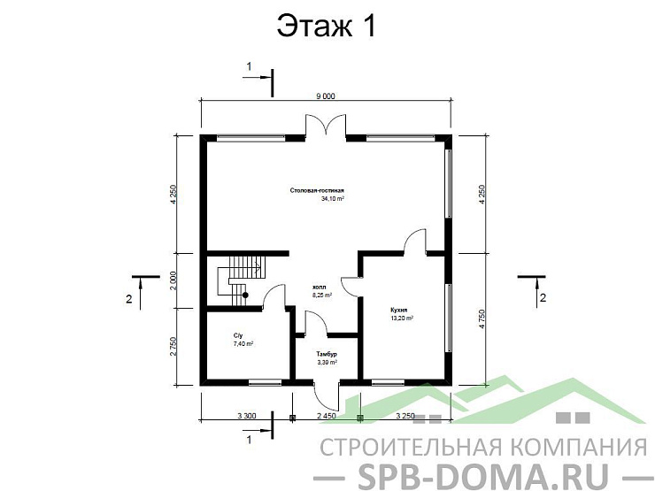 Каркасный дом 9х9 м «Дивенский»