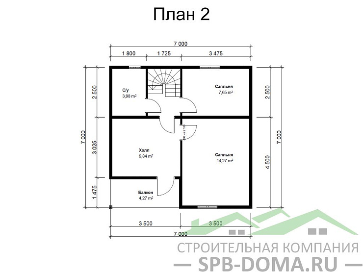 Проект дома из профилированного бруса 7,0 х 9,0 м «Лесколово»