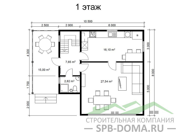 Каркасный дом 8х8 м «Парголово»