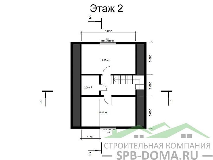 Каркасный дом 7х8 м «Коробицино»