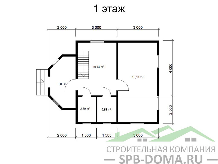 Проект дома из профилированного бруса 6,0 х 8,0 м «Шапки»