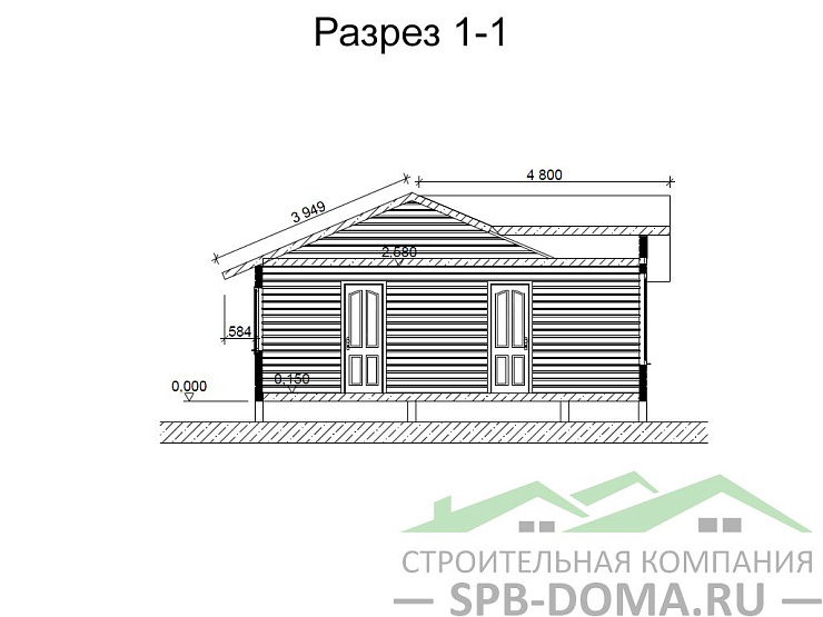 Проект дома из профилированного бруса 7,5 х 1,0 м «Мельниково»