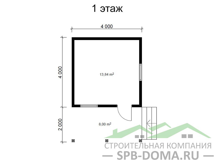 Проект дома из профилированного бруса 4,0 х 6,0 м «Шушары»