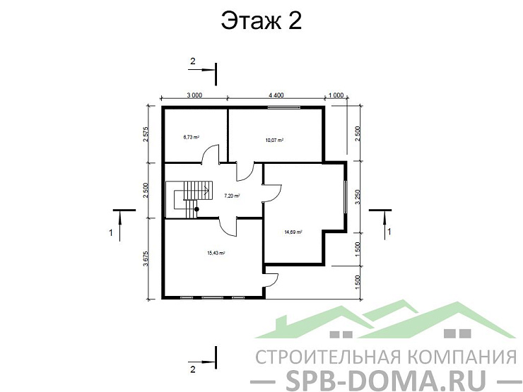 Проект дома из профилированного бруса 8,5 х 9,0 м «Тарасово»