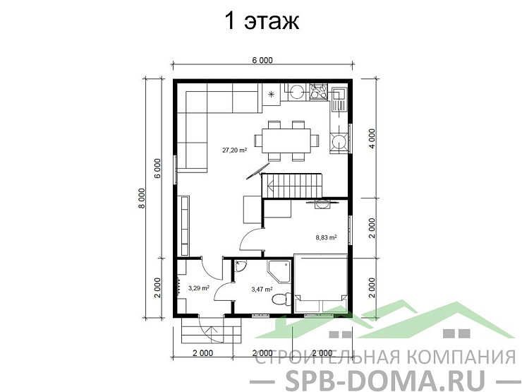 Каркасный дом 6х8 м «Агалатово»