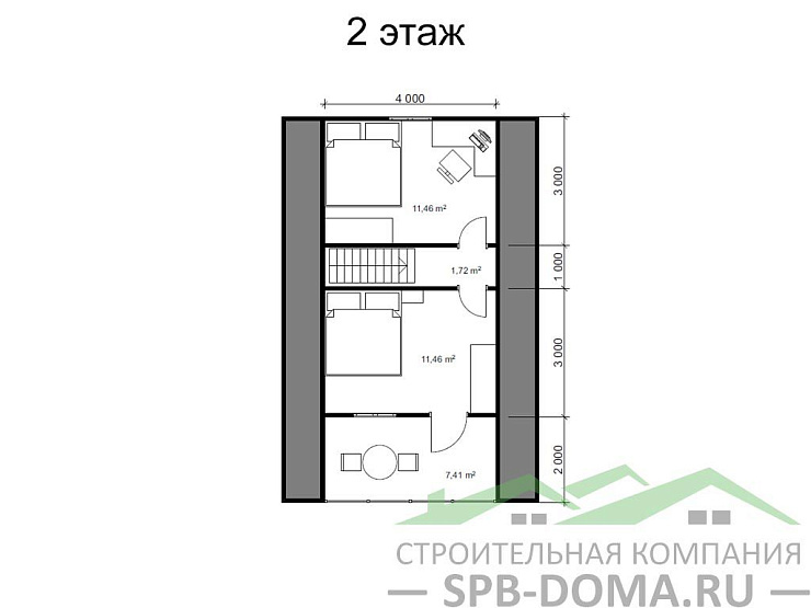 Каркасный дом 6х9 м «Орехово»