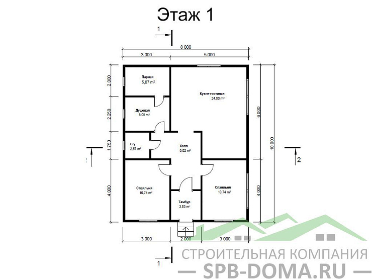 Проект дома из профилированного бруса 8,0 х 10,0 м «Гаврилово»