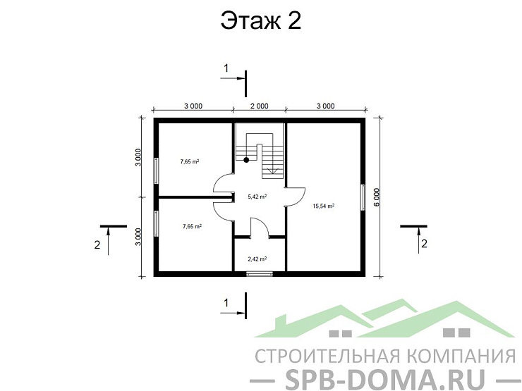 Проект дома из профилированного бруса 6,0 х 9,0 м «Сосновый бор»