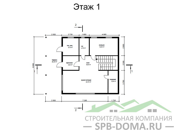 Каркасный дом 9х12 м «Матокса»