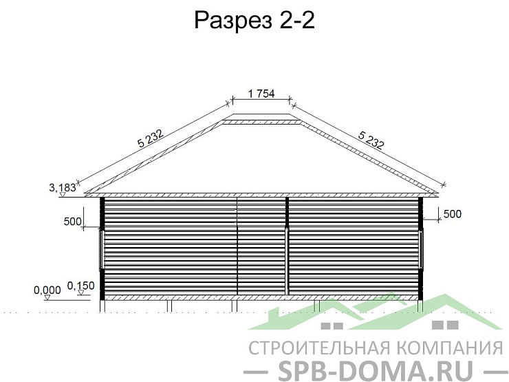 Проект дома из профилированного бруса 10,0 х 10,0 м «Рябово»