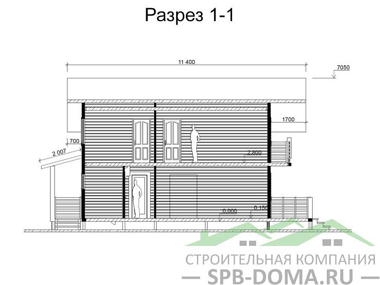 Проект дома из профилированного бруса 11,0 х 11,0 м «Малое карлино»