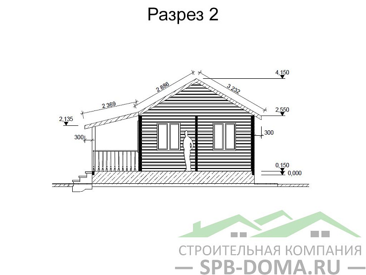 Проект дома из профилированного бруса 5,0 х 7,0 м «Отрадное»