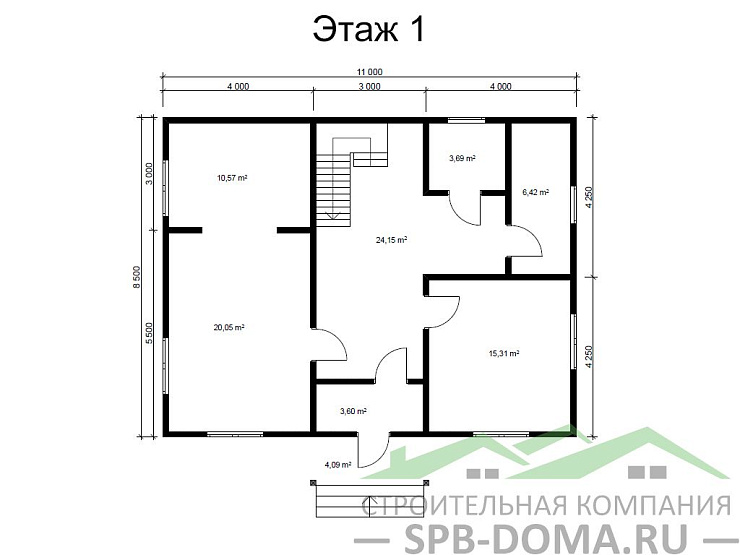 Каркасный дом 8,5х11 м «Таменгонт»