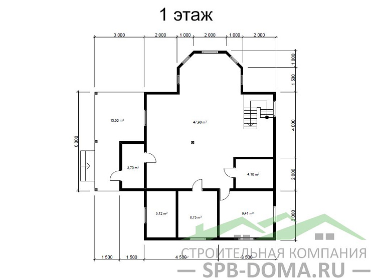 Проект дома из профилированного бруса 8,0 х 9,0 м «Тярлево»