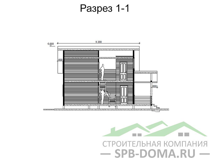 Проект дома из профилированного бруса 8,0 х 8,0 м «Копорье»