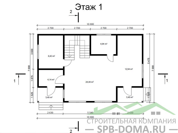 Каркасный дом 7х10 м «Репино»