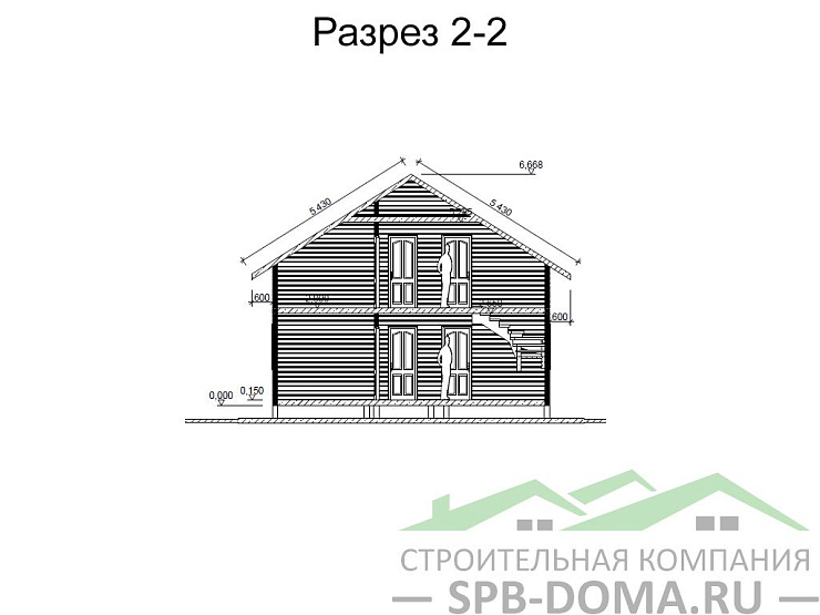 Проект дома из профилированного бруса 8,0 х 8,0 м «Копорье»