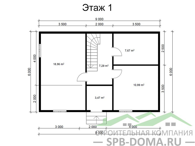 Каркасный дом 6х9 м «Разметелево»