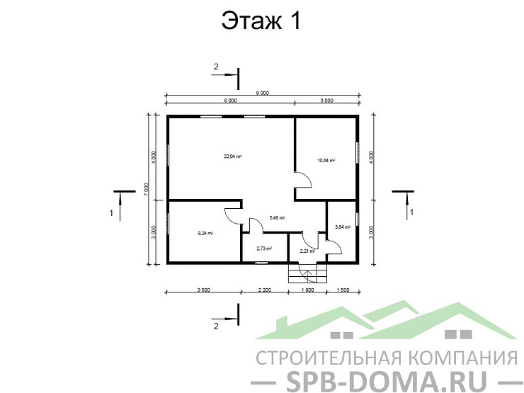 Каркасный дом 7х9 м «Всеволожск»