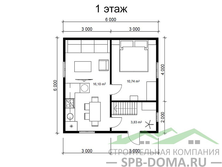 Каркасный дом 6х6 м «Романовка»