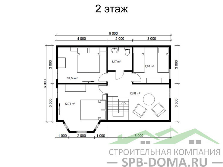 Проект дома из профилированного бруса 7,0х 9,0 м «Синявино»