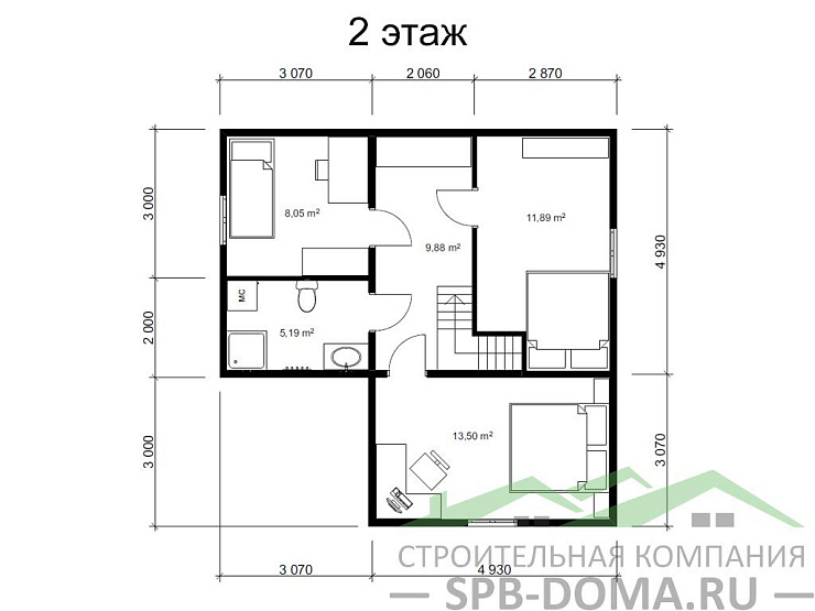 Каркасный дом 8х8 м «Белоостров»