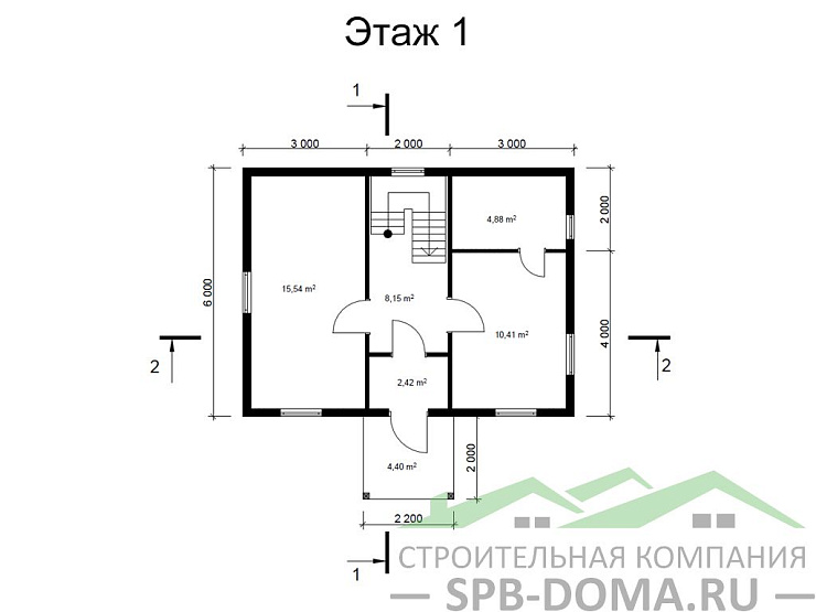 Проект дома из профилированного бруса 6,0 х 9,0 м «Сосновый бор»