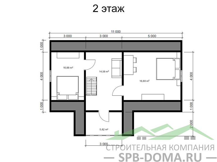 Каркасный дом 8х11 м «Кипень»