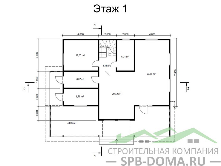 Каркасный дом 9х12 м «Гатчина»