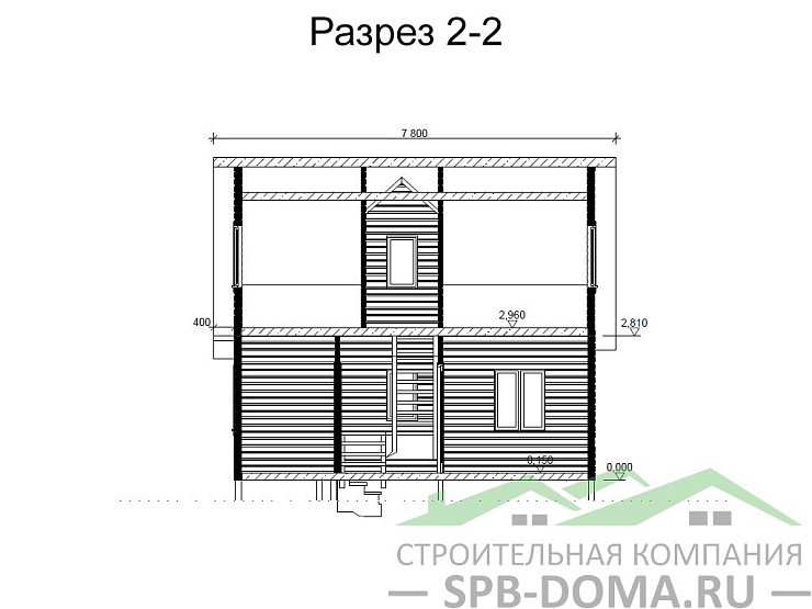 Проект дома из профилированного бруса 7,0 х 8,0 м «Оредеж»