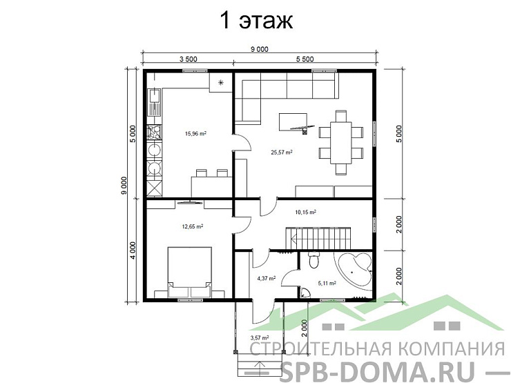 Каркасный дом 9х9 м «Любань»