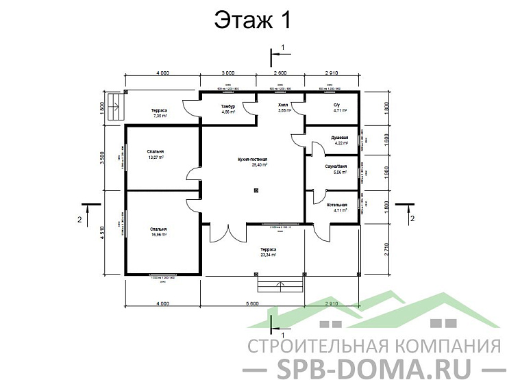 Каркасный дом 9,8х12,5 м «Новая ладога»