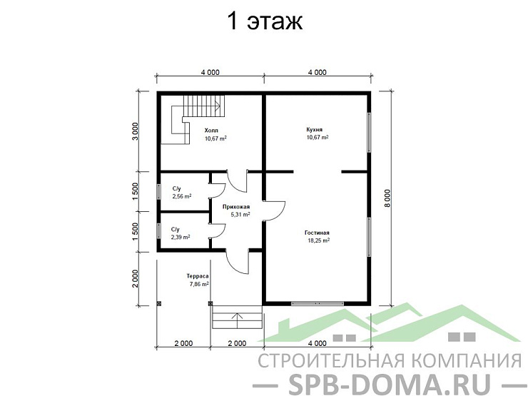 Каркасный дом 8х8 м «Форносово»