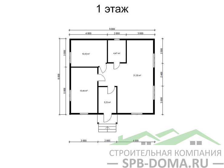 Проект дома из профилированного бруса 8,0 х 9,0 м «Волосово»