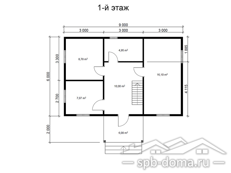 Проект дома из профилированного бруса 6,0 х 9,0 м «Вырица»