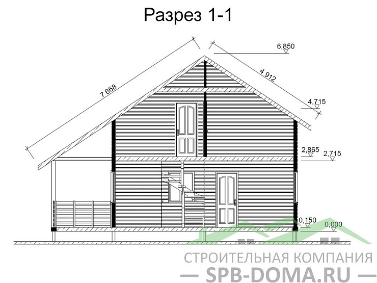 Проект дома из профилированного бруса 7,0 х 9,0 м «Лесколово»