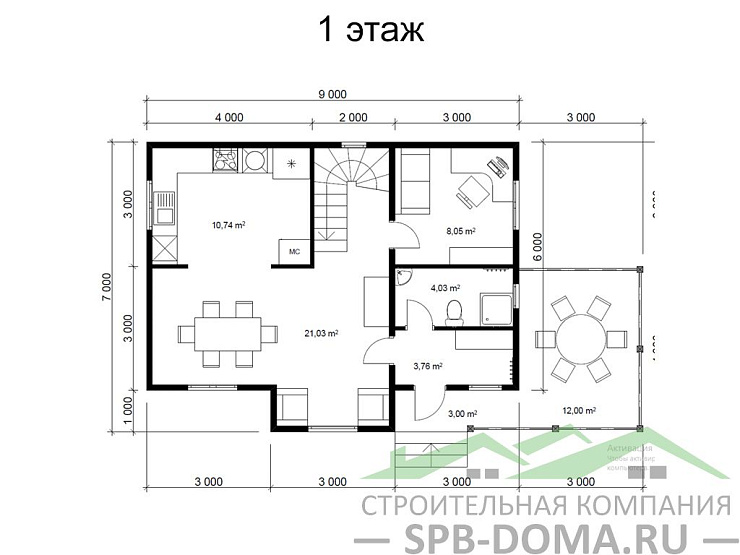 Проект дома из профилированного бруса 6,0 х 9,0 м «Песочное»