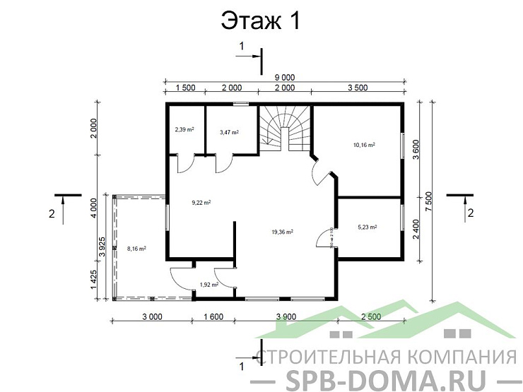 Проект дома из профилированного бруса 7,0 х 9,0 м «Саперное»