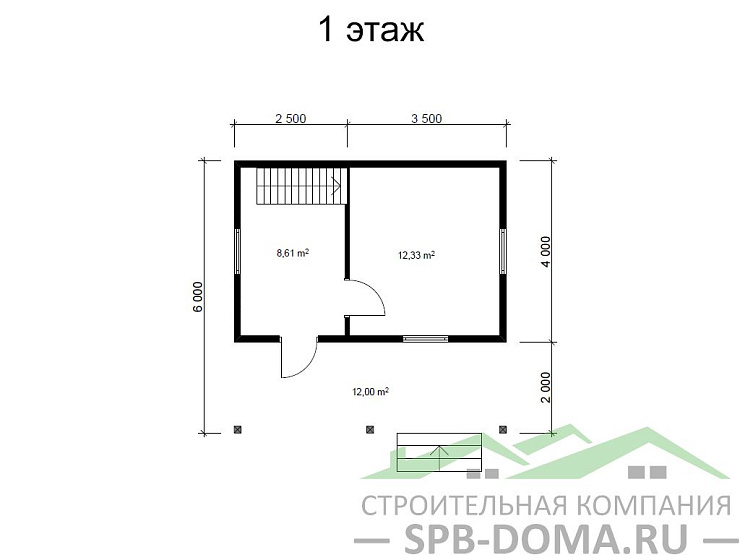 Проект дома из профилированного бруса 6,0 х 6,0 м «Поляны»