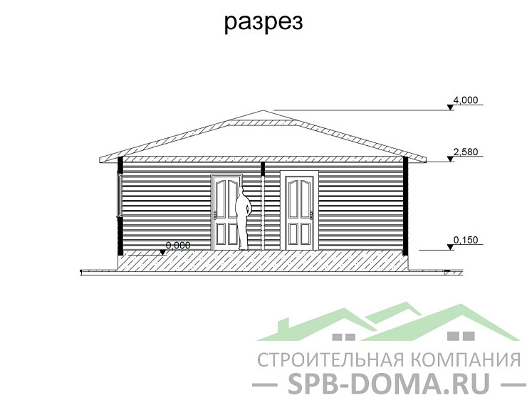 Проект дома из профилированного бруса 8,0 х 8,0 м «Ульяновка»