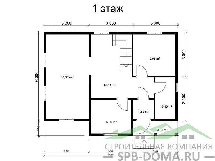 Проект дома из профилированного бруса 7,0 х 9,0 м «Комарово»