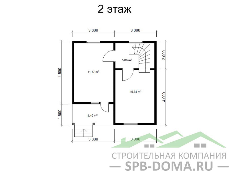 Проект дома из профилированного бруса 6,0 х 6,0 м «Луга»